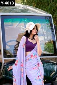 Nuevo diseñador de ropa de mujer estilo indio pakistaní boda Festival desgaste elegante sin peso Marbal Material Saree con blusa Banglory - Product Image 6