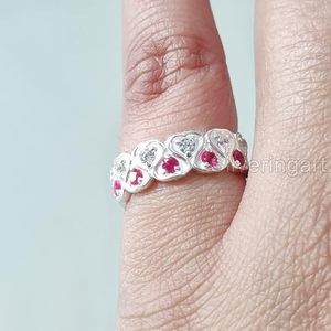 Anillo de Mujer con Rubí Natural, Piedra de Nacimiento de Julio, Regalo de Aniversario de Bodas, Anillo Apilable, Joyería de Plata de Ley 925 - Product Image 1