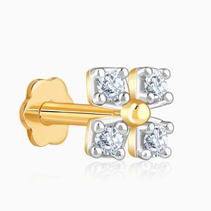 Épingle nasale en diamant de laboratoire Frostbloom en or plaqué or 18 carats bijoux de corps à la mode en or rose piercing pour cadeau de mariage - Product Image 1