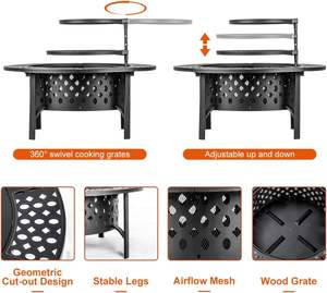 Modern Solid Construction India Iron <b>Fire</b> Pit Natural <b>Gas</b> <b>Portable</b> Outdoor Warmth Garden Decoration Patio Use up to 9999 BTU - Product Image 6