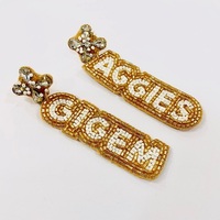 Boucles d'oreilles pendantes en tissu pour femme, personnalisables, faites à la main en Inde, ornées de perles de riz, 3 pouces de long, pour carnaval, festival, mode