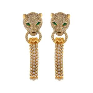Lujosos pendientes de pantera de diseño hechos en oro de 14 quilates con diamantes reales de pureza, accesorio impresionante para elevar cualquier atuendo, joyería de moda - Product Image 2