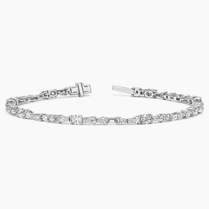 Bracelet en diamant Moissanite multi-formes en argent d'inspiration vintage avec éléments Art déco motif diamant étincelant pour les looks de fête - Product Image 2