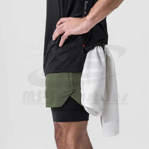 Pantalones Cortos Deportivos 2 en 1 de Poliéster de Doble Capa con Logotipo Personalizado OEM, Venta Caliente 2026, Bajo MOQ, Fabricante - Product Image 3
