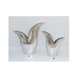 Juego de 2 adornos decorativos ecológicos de color plateado, diseño clásico, para sala de estar y dormitorio, florero decorativo de esquina - Product Image 5