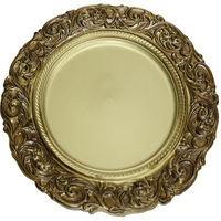 Placa de cargador de oro antiguo adornado con borde de desplazamiento barroco altamente detallado - Product Image 5