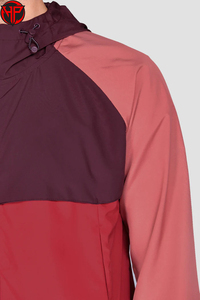 Veste à capuche coupe-vent à couleurs bloquées avec logo personnalisé, manteau avec fermeture à glissière, veste en nylon tendance pour camp en plein air pour hommes - Product Image 3