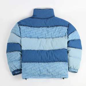 Blouson d'hiver matelassé respirant en toile pour homme, col montant, rembourrage chaud, personnalisable, vente en gros, style bomber à bulles - Product Image 2
