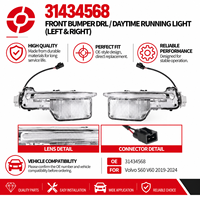Feu antibrouillard avant droit à LED DRL (feu de jour) 31434568 pour Volvo S60 V60 2013-2018 – Pièce de rechange pour éclairage automobile