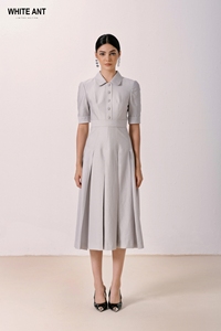 Listo para enviar Vestidos casuales para mujer Turn-Down Collar Orion Box Vestido plisado Tela ecológica Embalaje personalizado Whiteant Venta al por mayor - Product Image 6