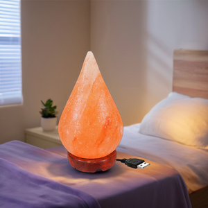 Lampe de Sel de l'Himalaya en Forme de Goutte d'Eau, Veilleuse USB Rose Naturel, Style Sculpté Gravé, Modèle Antique, Thème Floral, Artisanat - Product Image 2