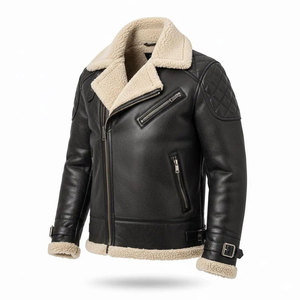 Chaqueta de Invierno de Piel de Vaca con Forro de Borrego, Estilo Clásico, con Logotipo Frontal, Ecológica y de Lujo - Product Image 1