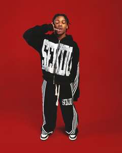 Conjunto de Sudadera con Capucha y Pantalones Deportivos Holgados de Algodón Grueso con Rayas, Estilo Crop Boxy, Lavado Ácido, con Cierre, para Hombre - Product Image 5