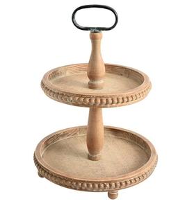 Elegante Soporte de Madera de 2 Niveles para Tartas |   Diseño Moderno Ecológico en Marrón y Negro |   Utensilios de Cocina para el Hogar y Panadería - Product Image 1