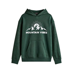 Sudadera con capucha con logo de Mountain Vibes para mujer, sudadera informal con estampado gráfico para aventuras al aire libre - Product Image 1