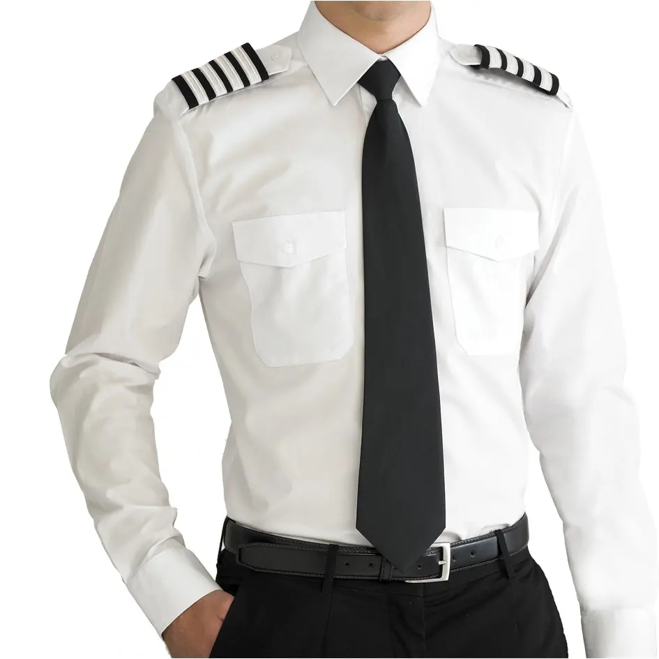Camisa piloto uniforme de companhia aérea masculina 2024, novidade em promoção, fabricante de camisas piloto de alta qualidade de Bangladesh