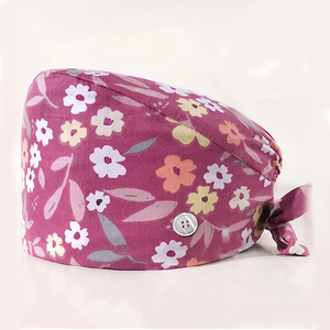 Adjustable Button Cotton Surgical Cap <b>Elastic</b> <b>Bandage</b> Tie Back Scrub Cap Washable All Colors Working Hat for Men and Women - Product Image 1