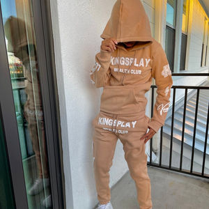 OEM personalizado Unisex Tech Fleece algodón chándal 3D Puff impresión Logo Casual Streetwear Joggers conjunto de dos piezas XL tamaño de los hombres de gimnasio - Product Image 1