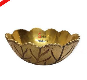 Bol de service en aluminium et métal de forme ronde avec finition dorée de qualité supérieure pour restaurant et bar d'hôtel - Product Image 3