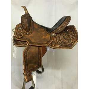 Selles anglantes de course sans arbres en cuir véritable Western Saddle Horse Tack for Barrel Pleasure Indian Products - Product Image 1