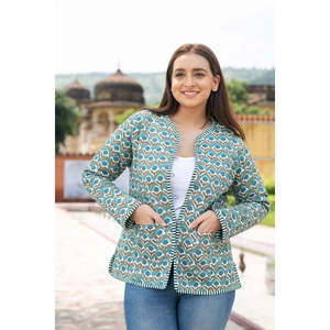 Handmade Reversible <b>Quilted</b> <b>Jacket</b> Cotton Varsity Style Floral <b>Pattern</b> Winter Autumn Spring Outerwear XL Suede Leather Nylon - Product Image 1