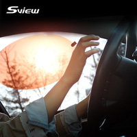 Sview Yeniden Kullanılabilir Kahverengi Araba Camı Yapışkanlı Güneşlik PC Malzeme Net Görüş %99 UV Korumalı Tesla Model Y Yan Cam Güneşlikleri XL