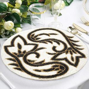 Wholesale Custom Luxury <b>Beaded</b> <b>Placemats</b> Dining Table Wooden Bead Woven Hand Embroidery Eco-Friendly High Quality Wedding - Product Image 2