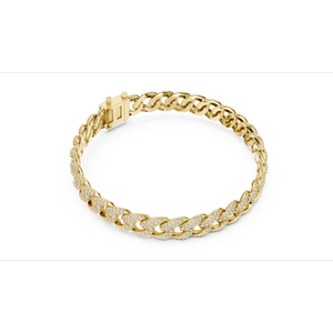 Pulsera de Cadena de Eslabones con Moissanita Redonda Pacho Pave, Plata de Ley 925, Joyería Hip Hop India - Product Image 2