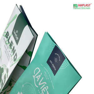 Venta al por mayor Haplast 250G logotipo impreso personalizado Color plástico fondo plano bolsas de café embalaje con válvula y cremallera - Product Image 5
