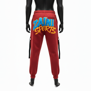 Men <b>Oversize</b> <b>Jogger</b> Pant Premium Cotton Polyester Fleece Red Camo Panel Screen Print Custom Logo men's <b>Jogger</b> Pant - Product Image 2