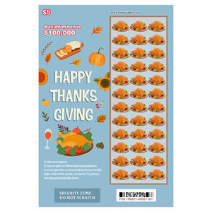 Tickets <span class=keywords><strong>de</strong></span> loterie à thème <span class=keywords><strong>de</strong></span> Thanksgiving Code unique Conception gratuite Impression couleur Loterie Cartes <span class=keywords><strong>de</strong></span> jeu personnalisées Loterie à gratter - Product Image 4