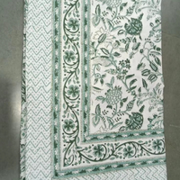 Nappe en coton indien à motifs floraux imprimés à la main, brume verte, élégante décoration de table pour mariage et fêtes