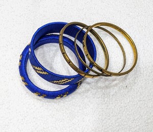 Màu Xanh Lụa Chủ Đề Bọc Vòng Đeo Thiết Lập Nhiều Màu Brass Men <span class=keywords><strong>Bangle</strong></span> In <span class=keywords><strong>Bangle</strong></span> Bộ - Product Image 3