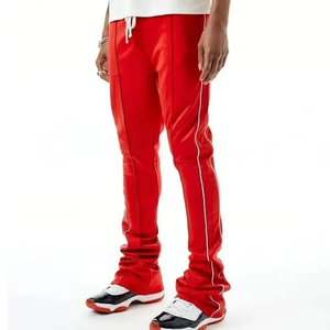 Pantalon de sport décontracté pour hommes Pantalon de survêtement évasé respirant en polyester à séchage rapide de bonne qualité à rayures latérales Taille élastique - Product Image 1