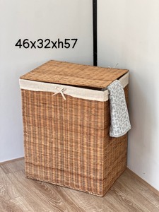 Modern Rectangle <b>Laundry</b> <b>Basket</b> Water Hyacinth <b>Seagrass</b> Rattan Lids Home Decor Organizer for Secure Clothes Storage Space-Saving - Product Image 6