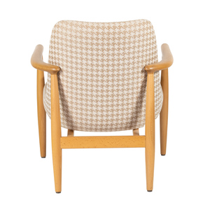 Sillón Rondic de Tela con Diseño de Pata de Gallo Marrón, Patas de Madera, Diseño Minimalista, Asiento Acolchado Cómodo para el Hogar, Oficina, Sala de Estar - Product Image 2