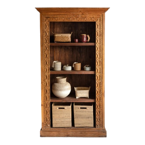 Handmade Traditional <b>Bookshelf</b> in Solid Wood Adjustable and Stylish Home Furniture with Storage for Living Room - Product Image 1