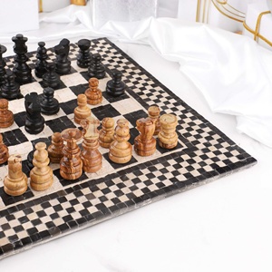 Elegant Marble <b>Chess</b> <b>Set</b> with <b>Wooden</b> Pieces Premium Fine Jewelry Collection - Product Image 3