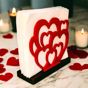 Servilletero Negro en Forma de Corazón, Decoración Romántica para Mesa, para Citas Románticas, Fiestas y Ocasiones Especiales, de la India - Product Image 3