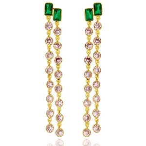 Sapphire Hydro-pendiente de gota de diseño de circonia cúbica blanca, pendiente de Plata de Ley 925 chapado en oro, Cuadrado y redondo, de piedras preciosas azules - Product Image 2