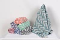 DAFNI BIG PAZAR Serviette de plage en tissu éponge de coton à motif d'étoiles de mer imprimé violet, avec pompons blancs, poids moyen, laminé HDPE