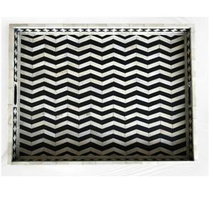 Plateau décoratif en bois avec incrustation d'os, design haut de gamme, plateau de service pour le thé et le café, utilisation à domicile, hôtel, restauration, plateaux de service pour aliments - Product Image 4