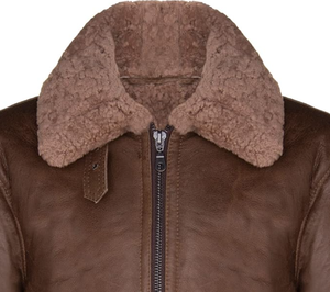 Veste en cuir pour hommes Esprit d'hiver en peau de mouton vintage personnalisable en gros cuir de vachette chaud teint en fausse fourrure avec fermeture éclair en cuir véritable teint uni - Product Image 2