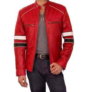 Blouson aviateur en cuir véritable marron de qualité supérieure pour homme - Imperméable, respirant, anti-UV, style motard urbain, col rond, toile - Product Image 1