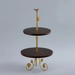 OEM Personnalisé Birdie Support à Gâteau à 2 Niveaux Premium Home Décoration en Bois Métal Glaçage-Fabricant Direct Usine Grossiste - Product Image 1