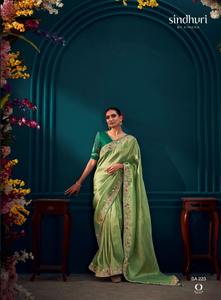 Último diseñador Pure Banarasi Kanjivaram Fabric con Heavy Work Border Saree - Product Image 3