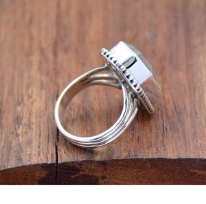 Amethyst <b>Ring</b> 925 Sterling Silver Coffin Shape Triple Band Statement <b>Ring</b> - Product Image 4