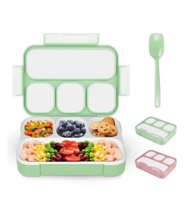 4 Compartment Square Bento Lunch Box for Kids with <b>Plastic</b> Lid Conveniently <b>Divided</b> for Every Bite - Product Image 6