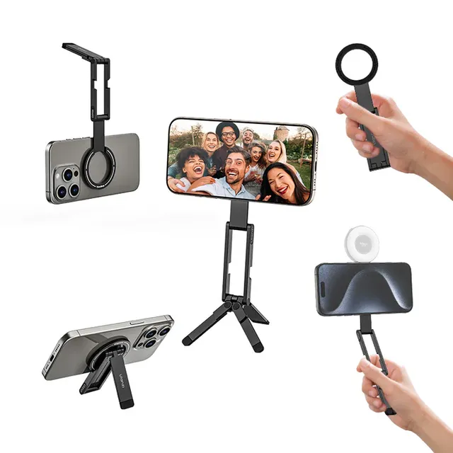 MA60 Pocket Foldable Magnetic Mobile Phone Tripod Portable Photography Stand for Desktop iPhone Android Holder Handheld