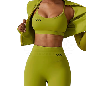 Customized Size Leggings Bra Sets for Woman Quick Dry <b>Yoga</b> Wear With <b>Jacket</b> Style Customized 3 Piece <b>Yoga</b> Set - Product Image 2